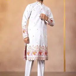House Of Sanskruti Men Jacquard Handloom Kurta-picture-12
