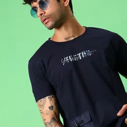 V-Mart Men Typography Printed Regular Fit T-shirt with Mask image 5