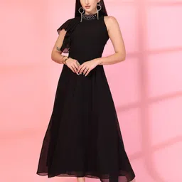 T TRYON ULTIMATE Women Solid Flared Sleeves High Neck Fit & Flare Midi Dress-picture-15