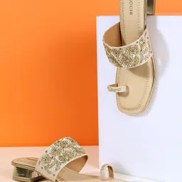 Mochi Women Ethnic Embellished Square One Toe Flats-picture-17