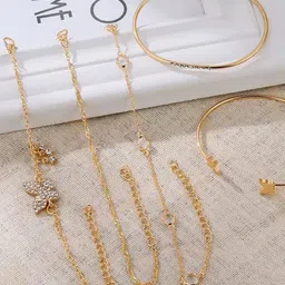 TheVineGirl Set Of 5 Gold-Plated American Diamond Studded Bracelets image 2