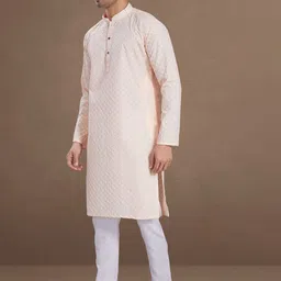 PulseIQ Men Woven Design Embroidered Kurta with Pyjamas image 3
