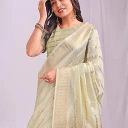 Mitera Woven Design Zari Organza Saree image 5
