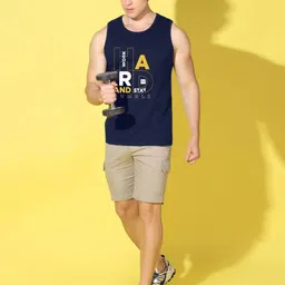 WOOSTRO Men Pack of 2 Typography Printed Round Neck Cotton Slim Fit Sports T-shirts image 5