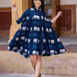 KALINI Women Ethnic Motifs Printed A-Line Dress-image-7