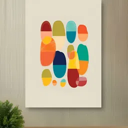 nestroots Beige & Blue 1 Piece Canvas Abstract Wall Paintings-image-91