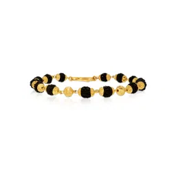 BHIMA 22K BIS Hallmark 916 Purity Yellow Gold Black Rudraksh Men Bracelet image 1