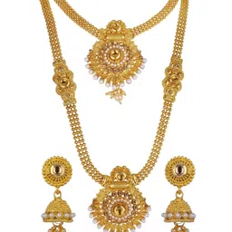 Women Click Gold-Plated Artificial Stone-Studded Jewellery Set image 2