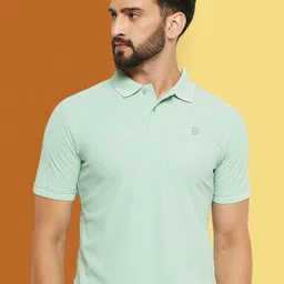 RENUOVO Men Solid Polo Collar Cotton Slim Fit T-shirt-image-81