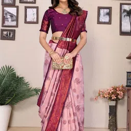 Snofi Creation Woven Design Zari Kanjeevaram Saree image 5