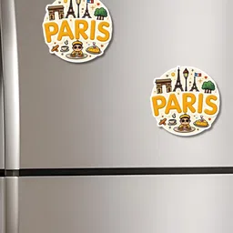 GIFTSHALA Set Of 2 Yellow & Green Paris Printed Decorative Fridge Magnets image 5