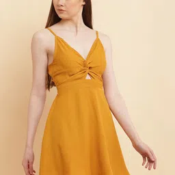 PUELLA Solid Cut-Outs Fit and Flare Dress image 2