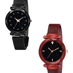 CSAMON Women Pack Of 2 Bracelet Style Straps Analogue Watch GR_379_Black_12_Red_4_Figar-picture-22