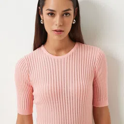 Happiness istanbul Women Ribbed Cotton Fitted Top-image-66
