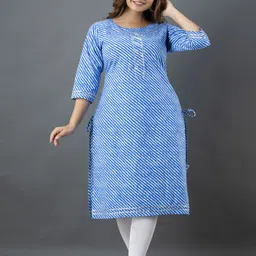 ROPADEMODA Women Leheriya Printed Gota Patti Pure Cotton Kurta-picture-23