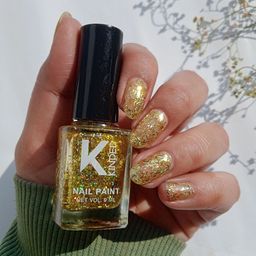 KINDED Glitter Long Lasting Nail Paint - 9 ml - Showstopper Golden 33-picture-47