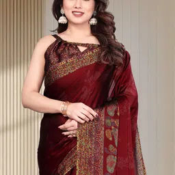 BilloRani Floral Pure Chiffon Designer Saree image 3