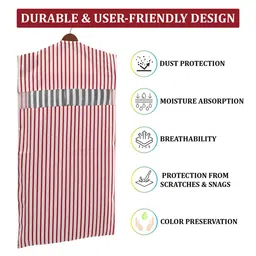 Kuber Industries Green & Maroon 10 Pieces Printed Cotton Hanging Clothes Organisers image 3