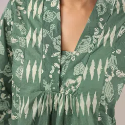 JISORA Printed V-Neck Pure Cotton Tunic With Palazzo Co-Ords image 5