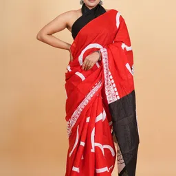Lovwear Red Pure Cotton Sarees-picture-25