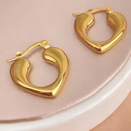 Lady Raiment Stainless Steel Gold Plated Heart Shaped Hoop Earrings-picture-23