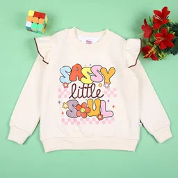 V-Mart Girls Off White Round Neck Full Sleeves Printed Pullover Sweatshirt-image-89