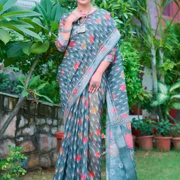 Anouk Rustic Ethnic Motifs Zari Block Print Saree-image-96