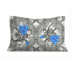 Monik Handicrafts Grey Floral 144 TC Single Bedsheet with 1 Pillow Covers image 2