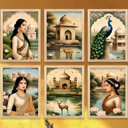 WALLLANE Brown set of 6 Piece Wood Abstract Wall Paintings image 5