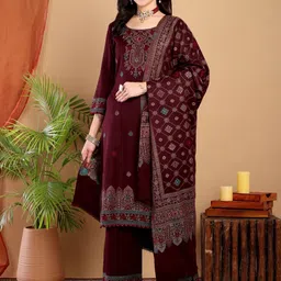 Hemkunt Fabric Ethnic Motifs Embroidered Thread Work Unstitched Dress Material-picture-27