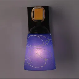 1ST TIME Blue & Blue Textured Wood Contemporary Frustum Shaped Wall Lamp-picture-51