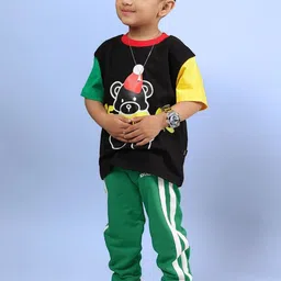 WEARDUDS Kids Mocha Printed Pure Cotton T-Shirt With Trouser-picture-14