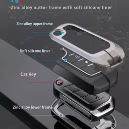 Contacts Metal Silicon Hyundai 4 button Compatible Key Cover image 2