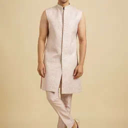 Manyavar Men Sequin Work Mandarin Collar Sherwani Set image 5