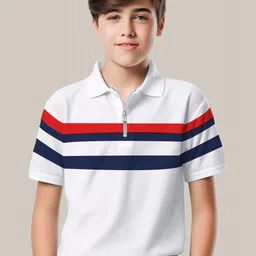 Kiddy Viddy Boys Striped Polo Collar Pockets T-shirt-picture-27