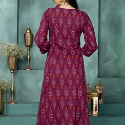 Saffron Threads Women Cotton Ikat Print A-Line Midi Dress image 5