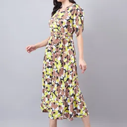 Style Quotient Floral Print Flared Sleeve Fit & Flare Midi Dress image 3