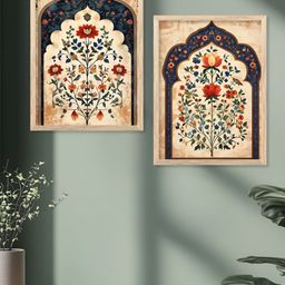 Kotart Beige & Teal Blue 2 Piece Floral and Botanical Wooden Wall Art-picture-26