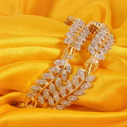 Shiv Jewels Set Of 2 Gold Plated Cubic Zirconia Stone-Studded Bangles-picture-15