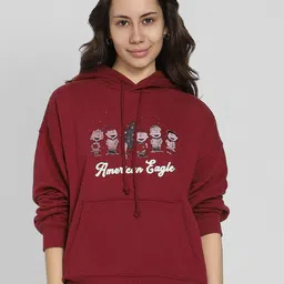 AMERICAN EAGLE OUTFITTERS Women Printed Long Sleeves Hooded Sweatshirt-image-49