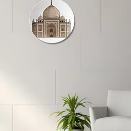 THE QUIRKY HOME White & Beige Taj Mahal Printed Ceramic Wall Plates-image-27