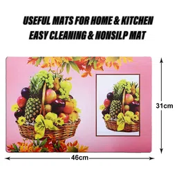 Kuber Industries 6-Pcs Pink & Yellow Printed Fridge Mat image 3