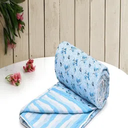 RRC Blue Floral AC Room 150 GSM Single Bed Dohar-image-91