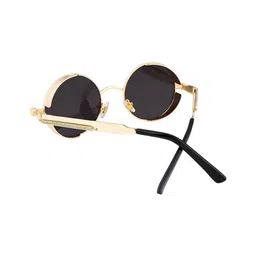 SPADEACES Unisex Round Sunglasses with UV Protected Sunglasses Steampunk Gold Black-03 image 3
