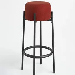 DOE BUCK Red Velvet Cushion Bar Stool image 3