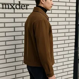 BAESD Suede Stand Collar Lightweight Tailored Jacket with Embroidered image 3