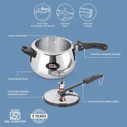 milton Pro Cook Triply Stainless Steel 3 Litre Pressure Cooker 3 L Induction Bottom Pressure Cooker image 5