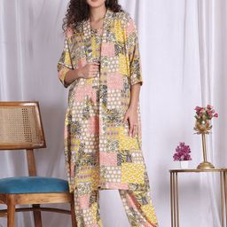 NEUDIS Ethnic Motifs Printed Shoulder Straps Top Shrug & Trousers-picture-24