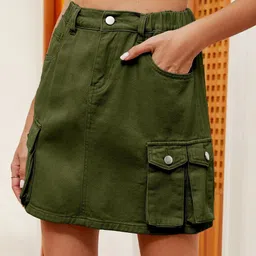Oh Rare Denim Straight Mini Skirts-image-10