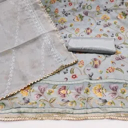 VARNI FABRICS Printed Organza Semi-Stitched Dress Material image 2